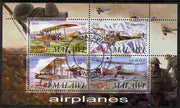 Malawi 2010 Military Aircraft of WW1 perf sheetlet containing 4 values fine cto used