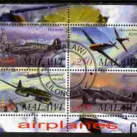 Malawi 2010 Military Aircraft of WW2 perf sheetlet containing 4 values fine cto used