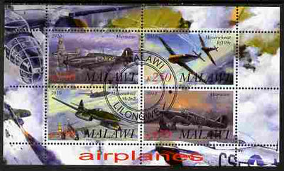 Malawi 2010 Military Aircraft of WW2 perf sheetlet containing 4 values fine cto used