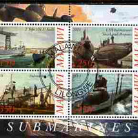 Malawi 2010 Submarines #01 perf sheetlet containing 4 values fine cto used