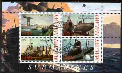 Malawi 2010 Submarines #01 perf sheetlet containing 4 values fine cto used