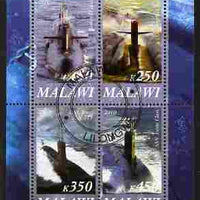 Malawi 2010 Submarines #02 perf sheetlet containing 4 values fine cto used