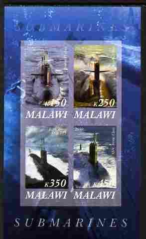 Malawi 2010 Submarines #02 imperf sheetlet containing 4 values unmounted mint