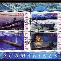 Malawi 2010 Submarines #03 perf sheetlet containing 4 values fine cto used