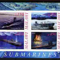 Malawi 2010 Submarines #03 imperf sheetlet containing 4 values unmounted mint