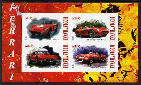 Malawi 2010 Sports Cars - Ferrari imperf sheetlet containing 4 values unmounted mint