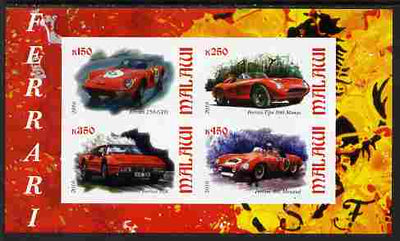 Malawi 2010 Sports Cars - Ferrari imperf sheetlet containing 4 values unmounted mint