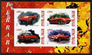 Malawi 2010 Sports Cars - Ferrari imperf sheetlet containing 4 values unmounted mint