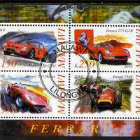 Malawi 2010 Cars #01 - Ferrari perf sheetlet containing 4 values fine cto used