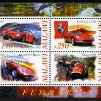 Malawi 2010 Cars #01 - Ferrari perf sheetlet containing 4 values unmounted mint