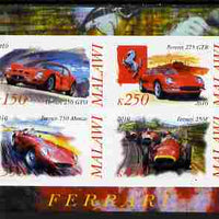 Malawi 2010 Cars #01 - Ferrari imperf sheetlet containing 4 values unmounted mint