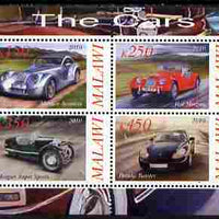 Malawi 2010 Cars #04 - Porsche & Morgan perf sheetlet containing 4 values unmounted mint