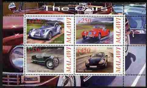 Malawi 2010 Cars #04 - Porsche & Morgan perf sheetlet containing 4 values unmounted mint