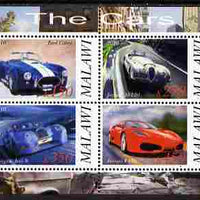 Malawi 2010 Cars #06 - Ford, Jaguar, Morgan & Ferrari perf sheetlet containing 4 values unmounted mint