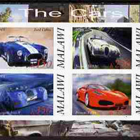 Malawi 2010 Cars #06 - Ford, Jaguar, Morgan & Ferrari imperf sheetlet containing 4 values unmounted mint