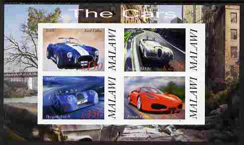 Malawi 2010 Cars #06 - Ford, Jaguar, Morgan & Ferrari imperf sheetlet containing 4 values unmounted mint