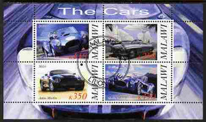 Malawi 2010 Cars #07 - Cobra, Mercedes, Shelby & Aston Martin perf sheetlet containing 4 values fine cto used