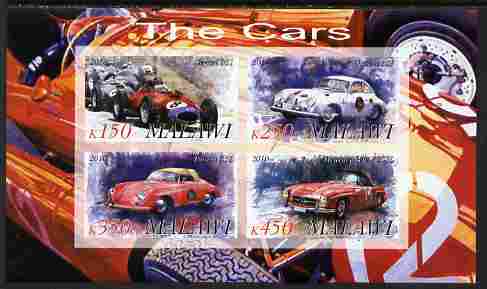 Malawi 2010 Cars #08 - Ferrari, Porsche & Mercedes Benz imperf sheetlet containing 4 values unmounted mint