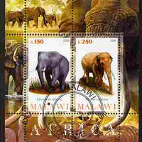 Malawi 2010 African Animals - Elephants perf sheetlet containing 2 values fine cto used