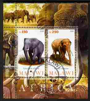 Malawi 2010 African Animals - Elephants perf sheetlet containing 2 values fine cto used