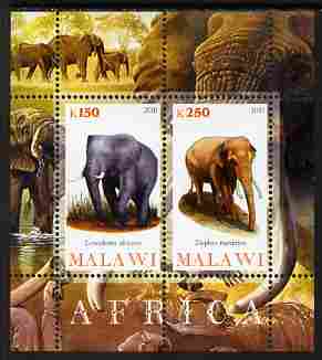 Malawi 2010 African Animals - Elephants perf sheetlet containing 2 values unmounted mint