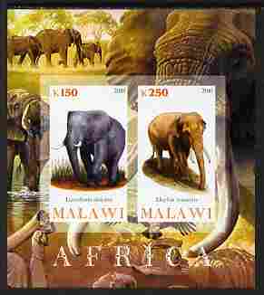 Malawi 2010 African Animals - Elephants imperf sheetlet containing 2 values unmounted mint