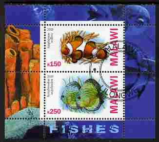 Malawi 2010 Fish perf sheetlet containing 2 values fine cto used