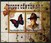 Benin 2007 Scout Centenary & Butterflies #1 perf s/sheet containing 2 values unmounted mint. Note this item is privately produced and is offered purely on its thematic appeal