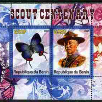 Benin 2007 Scout Centenary & Butterflies #2 perf s/sheet containing 2 values unmounted mint. Note this item is privately produced and is offered purely on its thematic appeal