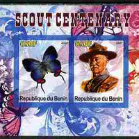 Benin 2007 Scout Centenary & Butterflies #2 imperf s/sheet containing 2 values unmounted mint. Note this item is privately produced and is offered purely on its thematic appeal