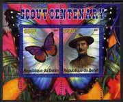 Benin 2007 Scout Centenary & Butterflies #3 perf s/sheet containing 2 values unmounted mint. Note this item is privately produced and is offered purely on its thematic appeal