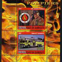 Djibouti 2007 Scouts & Fire Engines #1 perf s/sheet containing 2 values unmounted mint. Note this item is privately produced and is offered purely on its thematic appeal