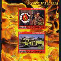 Djibouti 2007 Scouts & Fire Engines #1 imperf s/sheet containing 2 values unmounted mint. Note this item is privately produced and is offered purely on its thematic appeal