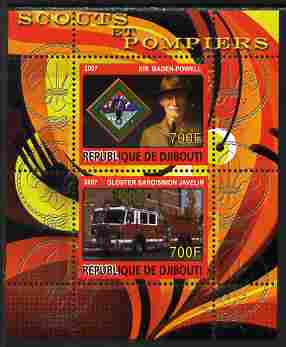 Djibouti 2007 Scouts & Fire Engines #2 perf s/sheet containing 2 values unmounted mint. Note this item is privately produced and is offered purely on its thematic appeal