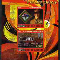 Djibouti 2007 Scouts & Fire Engines #2 imperf s/sheet containing 2 values unmounted mint. Note this item is privately produced and is offered purely on its thematic appeal