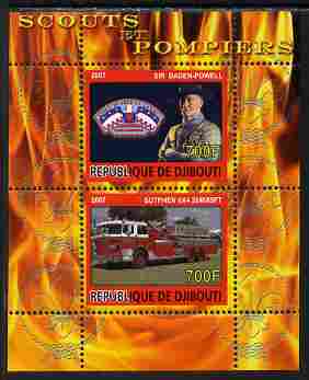 Djibouti 2007 Scouts & Fire Engines #3 perf s/sheet containing 2 values unmounted mint. Note this item is privately produced and is offered purely on its thematic appeal