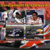 Benin 2007 Lewis Hamilton Formula 1 perf sheetlet containing 4 values unmounted mint. Note this item is privately produced and is offered purely on its thematic appeal