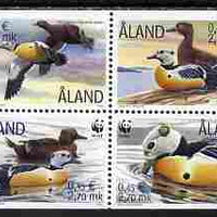 Aland Islands 2001 WWF - Steller's Eider Duck set of 4 in se-tenant block unmounted mint SG184-7