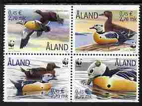 Aland Islands 2001 WWF - Steller's Eider Duck set of 4 in se-tenant block unmounted mint SG184-7