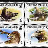 Macedonia 2001 WWF - Imperial Eagle perf set of 4 in se-tenant block unmounted mint SG 319-22