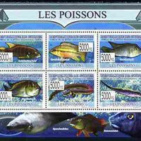 Guinea - Conakry 2009 Fish perf sheetlet containing 6 values unmounted mint