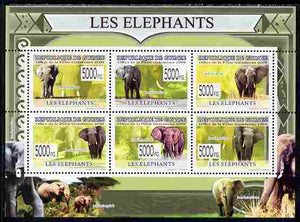 Guinea - Conakry 2009 Elephants perf sheetlet containing 6 values unmounted mint