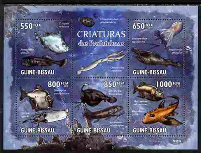 Guinea - Bissau 2010 Marine Life perf sheetlet containing 5 values unmounted mint