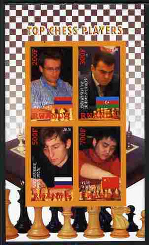 Rwanda 2010 Top Chess Players #2 imperf sheetlet containing 4 values unmounted mint