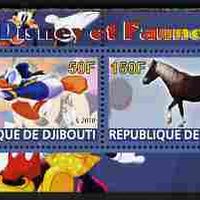 Djibouti 2010 Disney & Fauna #4 perf sheetlet containing 2 values unmounted mint