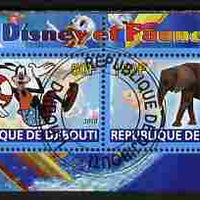 Djibouti 2010 Disney & Fauna #5 perf sheetlet containing 2 values fine cto used