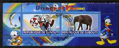 Djibouti 2010 Disney & Fauna #5 perf sheetlet containing 2 values fine cto used