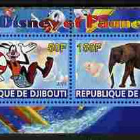 Djibouti 2010 Disney & Fauna #5 perf sheetlet containing 2 values unmounted mint