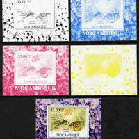 Mozambique 2009 William Kirby Butterflies & Insects #2 individual deluxe sheetlet - the set of 5 imperf progressive proofs comprising the 4 individual colours plus all 4-colour composite, unmounted mint