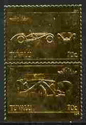 Tuvalu 1987 Cars #5 (Leaders of the World) 70c 1934 Squire se-tenant pair embossed in 22k gold foil unmounted mint